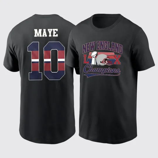 Discover Drake Maye #10 New England Patriots Champs Name and Number