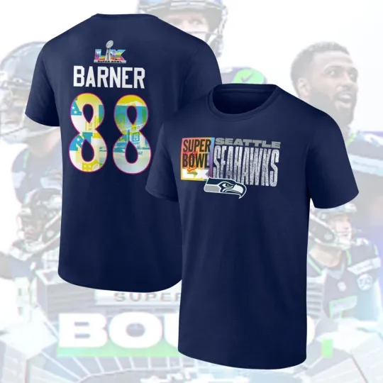 Discover AJ Barner #88 Seattle Seahawks Super Bowl LX Name and Number