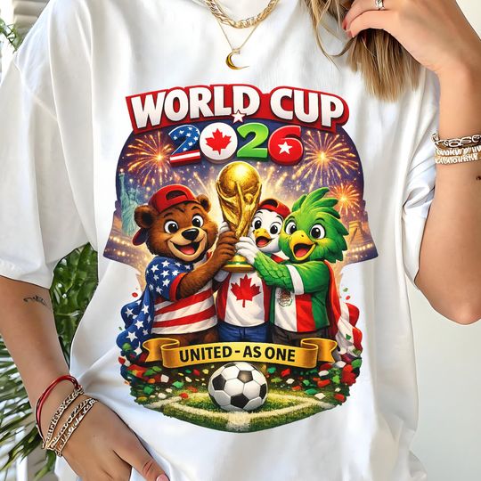Discover World Cup 2026 Mascots T-Shirt, USA Mexico Canada, Football Fan Tee