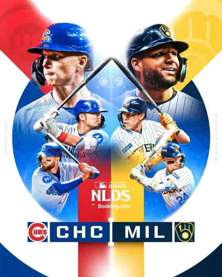 Chicago Cubs vs Milwaukee Brewers 2025 NLDS Postseason Poster