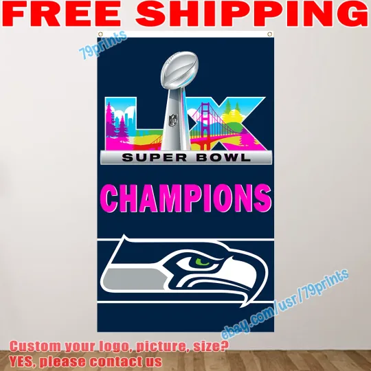 Discover Seattle Seahawkss Super B.owl LIX Champions Banner Flag 3x5' football 2025 2026