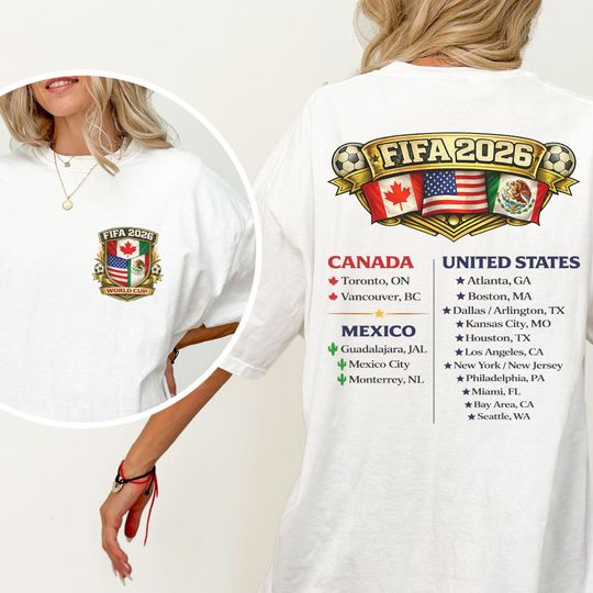 World Cup 2026 T-Shirt, Soccer FIFA Tee, United States Canada Mexico