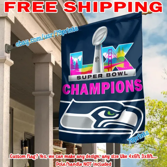 Discover Seattle Seahawkss Super B.owl LIX Champions Flag Banner 28x40" football 2025 2026