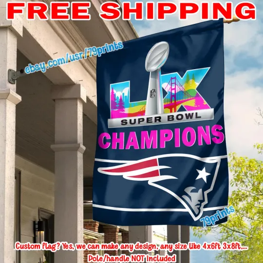 Discover New England Patriotss Super B.owl LIX Champions Flag Banner 28x40" football 2025 2026