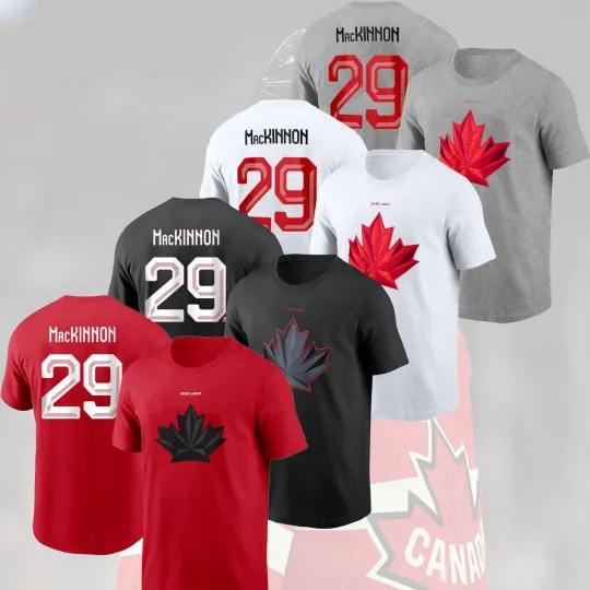 Discover Nathan MacKinnon #29 Hockey Canada Team 2026 Player Name & Number Fan Look