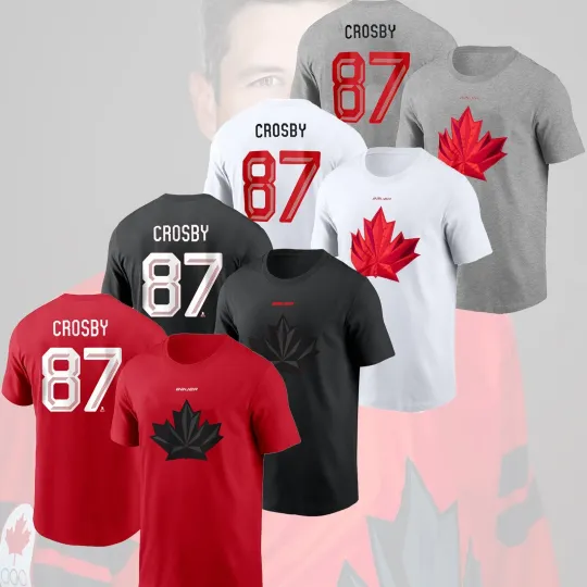 Discover Sidney Crosby #87 Hockey Canada Team 2026 Name & Number Fan Look