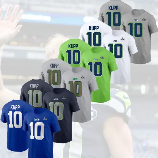 Discover Cooper Kupp #10 Seattle Seahawkss Super B.owl Name & Number Fan Look