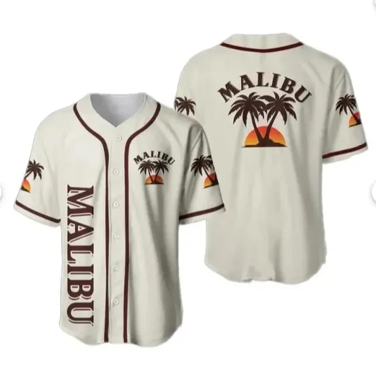 Malibu Rum 3D Baseball Jersey Shirt HALLOWEEN GIFT CHRISTMAS GIFT US SIZE