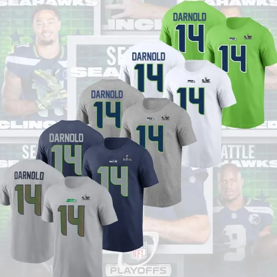 Discover Sam Darnold #14 Seattle Seahawkss Super B.owl Name & Number Fan Look