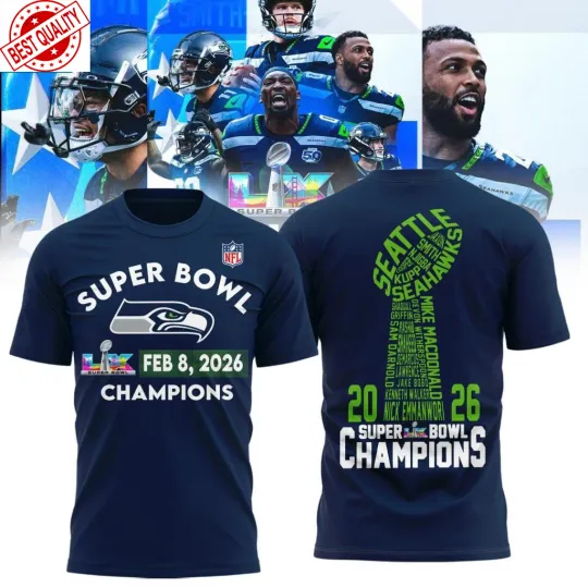 Discover Seattle Seahawks 2025 Super Bowl LX Champions Celebrate Shirts