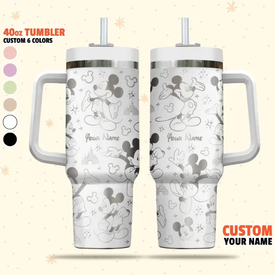 Discover Custom Disney Mickey Mouse Tumbler, Disney Characters Christmas 40oz Tumbler