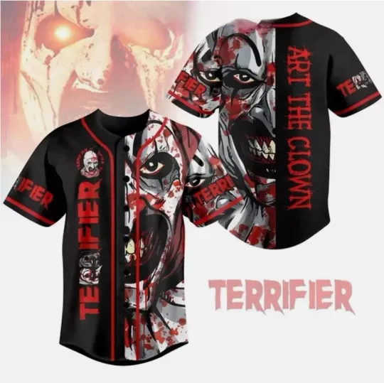 Terrifier 3 Art The Clown Bloody Baseball Jersey