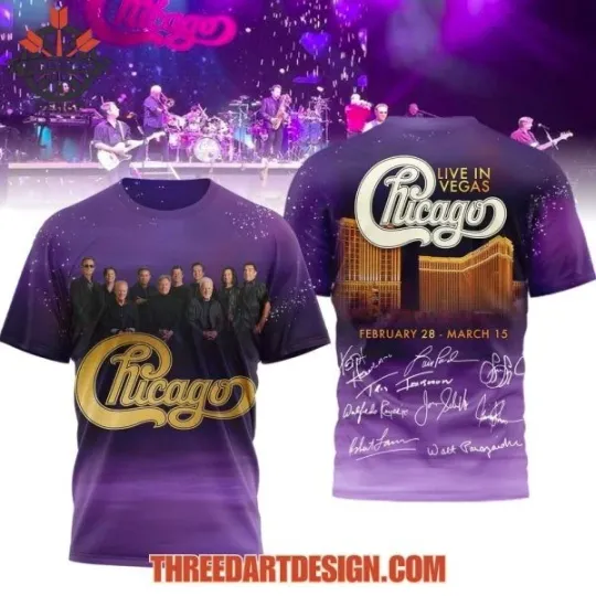 Discover Chicago Band Live In Vegas 2026 Tour Unisex 3D T-Shirt
