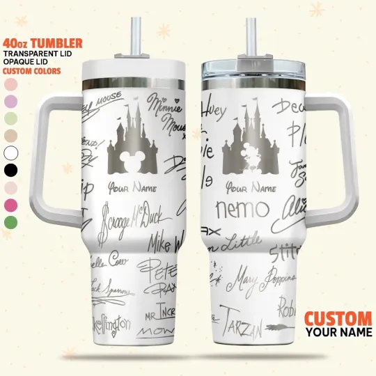 Discover Custom Disney Character Signature Tumbler, Disney Characters 40oz Tumbler