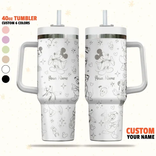 Discover Custom Disney Mickey and Friends Tumbler, Disney Characters Christmas 40oz Tumbl