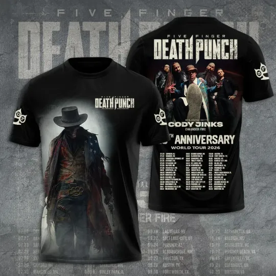 Five Finger Death Punch 20th Anniversary World Tour 2026 Unisex T-Shirt