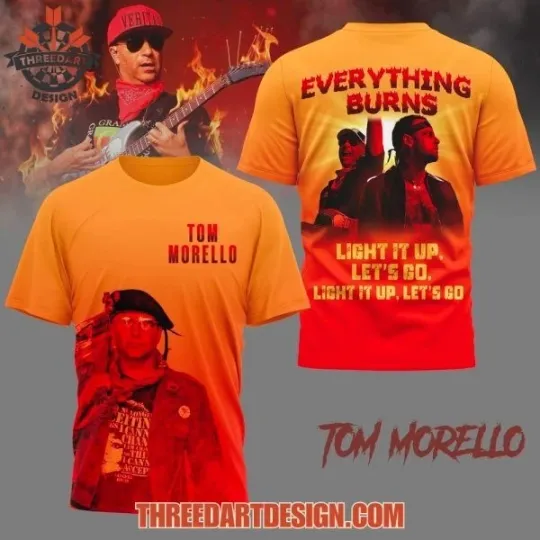 Discover Tom Morello Everything Burns 3D T-Shirt for Men and Women