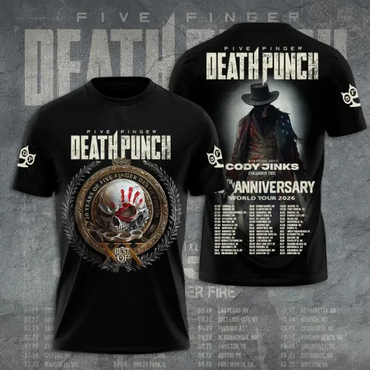 Five Finger Death Punch 20th Anniversary World Tour 2026 Unisex T-Shirt