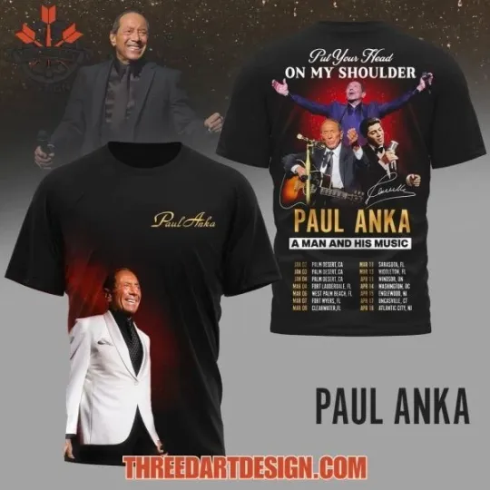 Discover Paul Anka A Man and His Music 3D T-Shirt