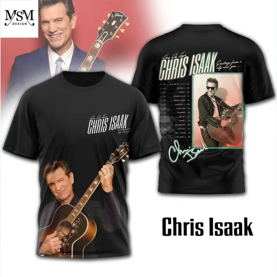 Discover Chris Isaak Live On Tour 3D T-Shirt Black 2025 Christmas Concert
