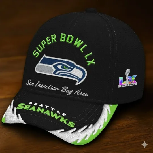 Discover Seattle Seahawks Super Bowl LX Classic AOP Hat