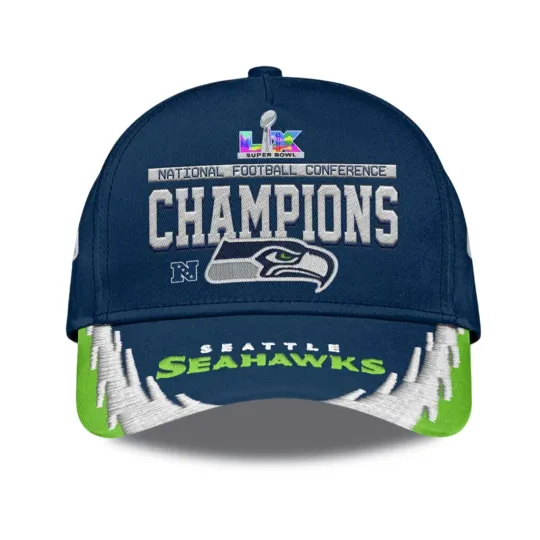 Discover Seattle Seahawk 2025 NF Champs AOP Printed Baseball Cap, Benito Bowl Hat