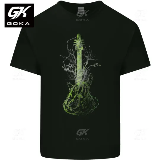 Discover Green Guitar Tree Guitarist Acoustic Graphic T Shirts for Mens Clothing Cotton Tees Women Vintage Printed T-shirt Classic Tshirt