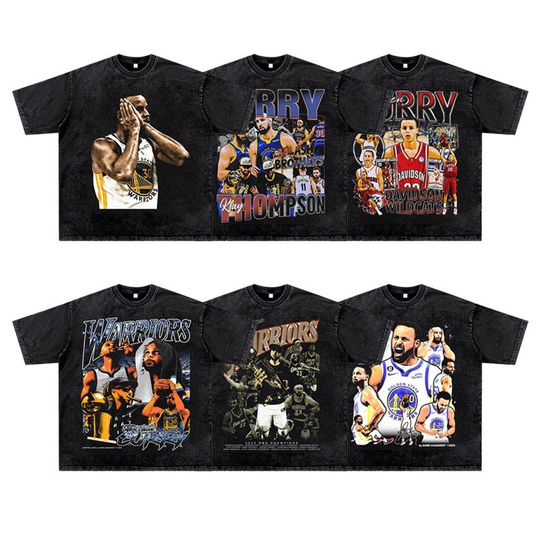 Discover Curry Stephen Curry American Basketball Hip-hop Loose Retro Street Short Sleeved T-shirt Men's Pure Sports Half Sleeve