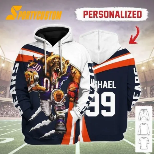 Discover Personalized Chicago Football Bearss Team Hoodie Lightweight Unisex Adult