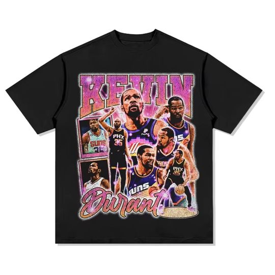 Discover Kevin Durant Print T-shirt Vintage Short Sleeves Sports Basketball Fans Training Tees All-purpose T-shirt for Women and Men