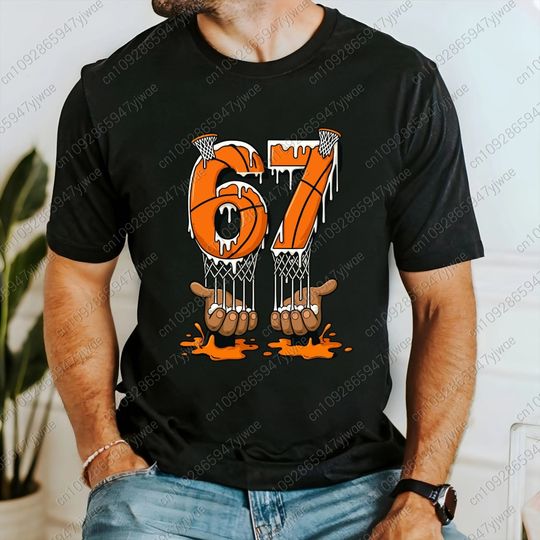 Discover Trendy 67 Basketball  Six Seven Tee  Men's Short Sleeve O-Neck T-Shirt Summer New Male Casual T Shirt Men Clothing