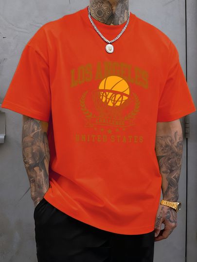 Discover Los Angeles Basketball Challenge Printing Mens T-Shirts Soft O-Neck T Shirt Cotton Fashion Short Sleeve Oversize Summer Clothes