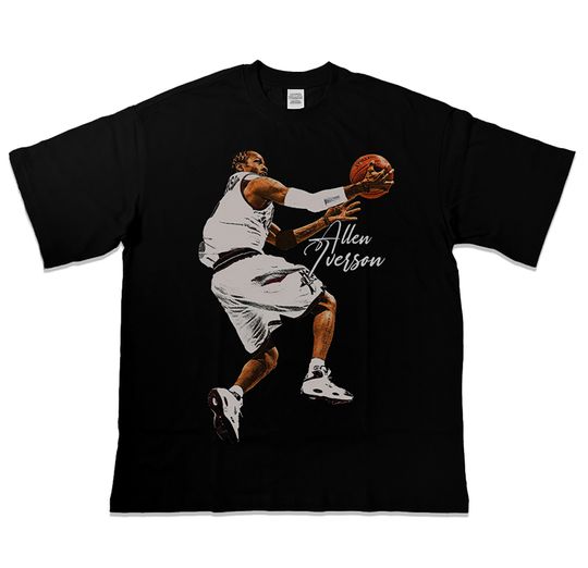 Summer Basketball Star Allen Iverson American Short Sleeves T-shirt Round Neck Loose Cotton Basketball Short Sleeve Streetwear