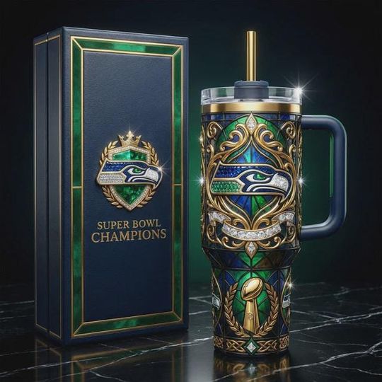 Discover Seattle Seahawks Super Bowl Champions Stainless Steel Tumbler with Handle, football Seahawks Fan Gift, Printed Tumbler