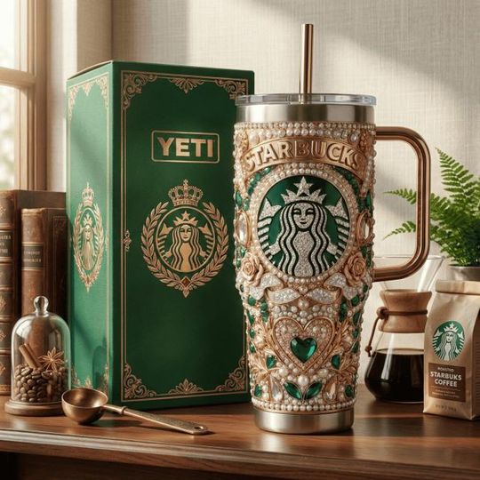 Discover Starbucks Stainless Steel Tumbler with Handle, Luxury Coffee-Inspired Insulated Cup, 3D Printed Tumbler
