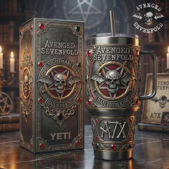 Discover Avenged Sevenfold Stainless Steel Tumbler with Handle, A7X Nightmare Insulated Cup, 3D Printed Tumbler