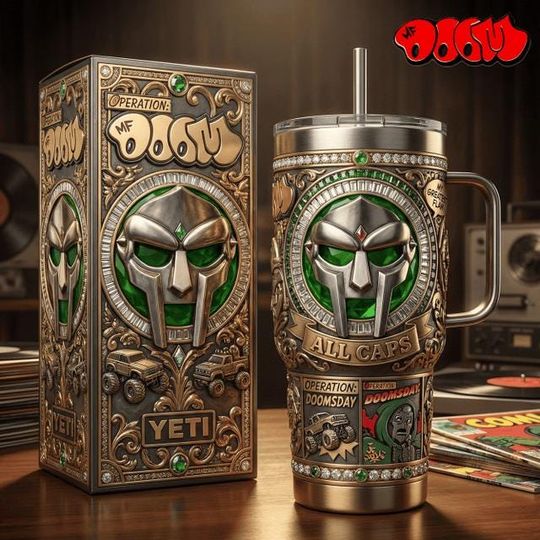 Discover MF Dooom Stainless Steel Tumbler with Handle, Operation Doomsday Hip Hop Insulated Cup, Rap Legend Fan Gift