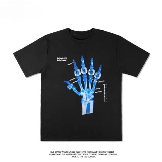 Discover Lakers Kobe Bryant Five Crowns Finger Injury Commemorative T-shirt Short Sleeved Jersey Sports Men's  2025 Loose Top Tee Summer