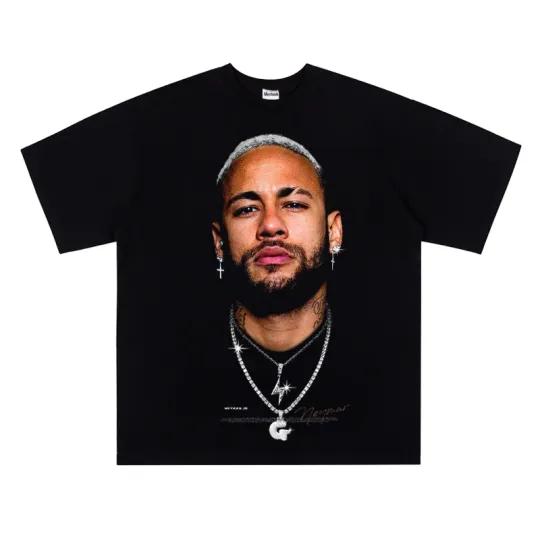 Neymar Neymarjr Heavy Cotton Printing Short-sleeved T-shirt American Retro Short-sleeved Couple Basketball Clothes Versatile