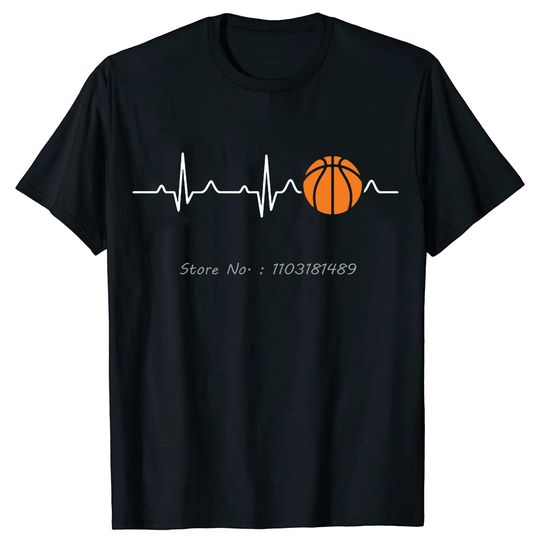 Discover Men Clothing Basketball Heartbeat TShirt Men Birthday Gifts Short Sleeves Funny Tees Fashion Graphic Tshirts Sport Lover