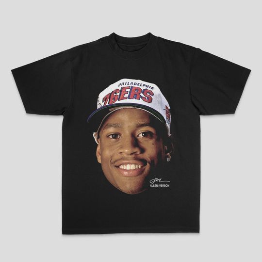 2025 Allen IVERSON American Men's Loose 100% Cotton Direct Spray Summer Loose Short Sleeve T-shirt