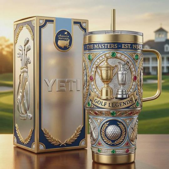 Discover The Masters Golf Legends Stainless Steel Tumbler with Handle, Augusta Inspired Golf Cup, Golf Fan Gift