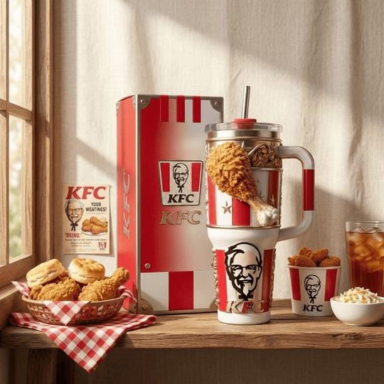 Discover KFC Stainless Steel Tumbler with Handle, Fried Chicken Insulated Cup, Fast Food Fan Gift