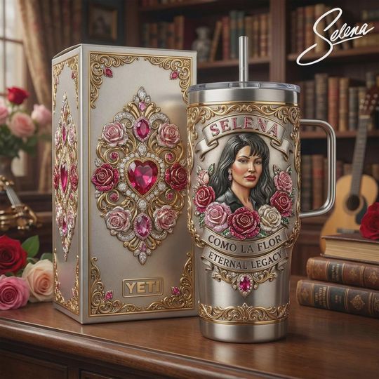 Discover 40oz Latina Rose Queen 3D Printed Tumbler With Handle, Floral Gold Stainless Steel Insulated Travel Mug