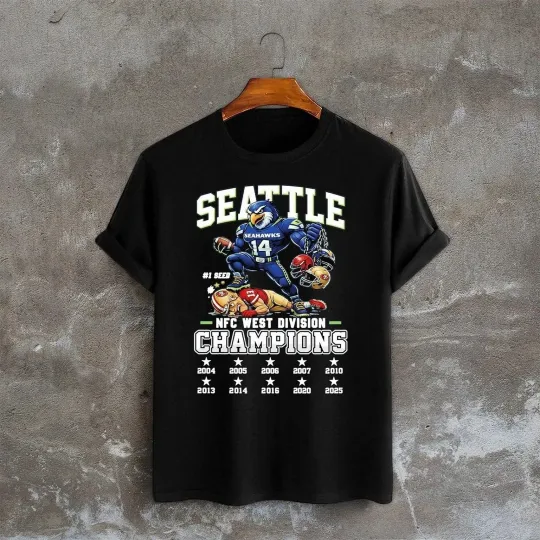 Discover Hot 2025 NFC West Division Champions Seattle Seahawks TShirt