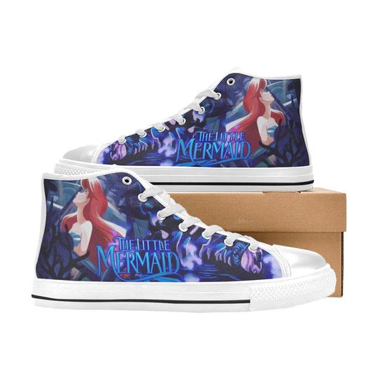 Little Mermaid High Top Shoes Sneakers for Men and Women