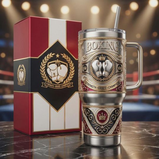 Discover 40oz Boxing Champion 3D Printed Tumbler With Handle, Strength Grace Champion Stainless Steel Insulated Mug