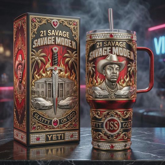 Discover 40oz Luxury Hip Hop Street Art Tumbler With Handle, Urban Rap Aesthetic Stainless Steel Mug, Bling Style Cup