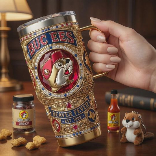 Discover 40oz Luxury Beaver Mascot Fantasy Tumbler With Handle, Gold Ornate Stainless Steel Mug