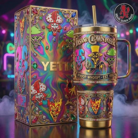Discover Insane Clown Posse Stainless Steel Tumbler with Handle, ICP Juggalo Travel Cup, Horrorcore Music Fan Gift